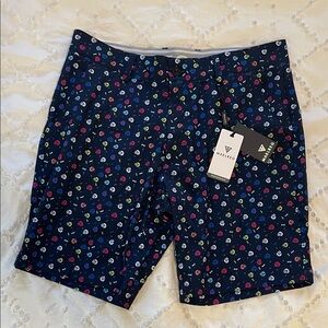 Maelreg Blue Skull Patterned Men's Flat Front performance wear Shorts nwt 32